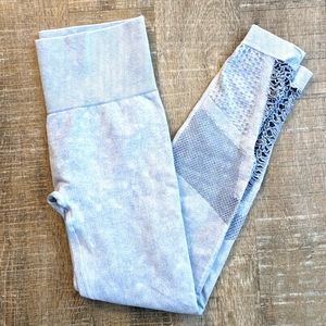 Lorna Jane seamless leggings light denim wash crochet